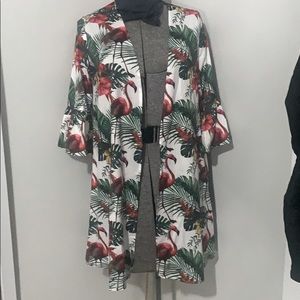 SHEIN flamingo print kimono